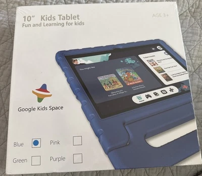 JREN 10” Kids Tablet Google Kids Space WiFi Bluetooth Blue NEW Sealed Box - Image 1 of 4