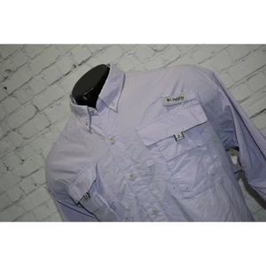 Columbia PFG Performance Fishing Gear Shirt Mens Large Purple Nylon Vented - Picture 1 of 7