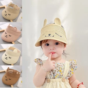 ⭐Kids Boys Girls Wide Brim Straw Hat Visor Cap Sun Hat Adjustable Summer UK NEW - Picture 1 of 8