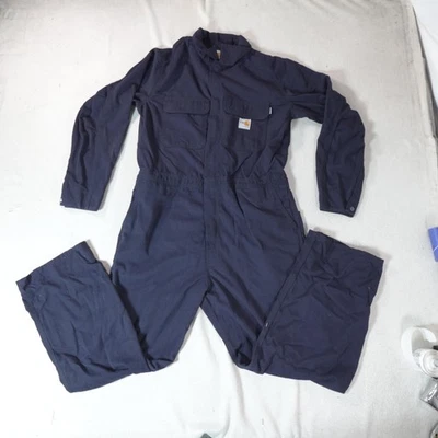 Carhartt Coveralls Mens 44 Regular Navy Blue Flame Resistant FR Workwear Uniform - Image 1 of 4