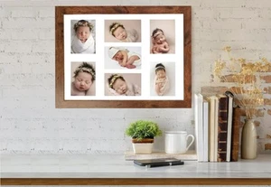Cornice portafoto rustica per 7 foto (6x4") - cornice collage bambino, famiglia o matrimonio - Foto 1 di 3