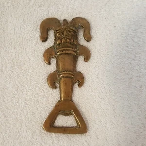 Vintage Brass Bottle Opener Primitive Style Mayan Inca Tiki Tribal - Picture 1 of 4