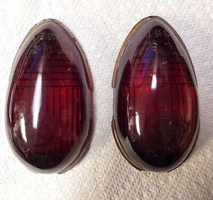 2 Vintage Red Glass Lens LS 351 Clearance Light 1950's Camper Trailer - Picture 1 of 8
