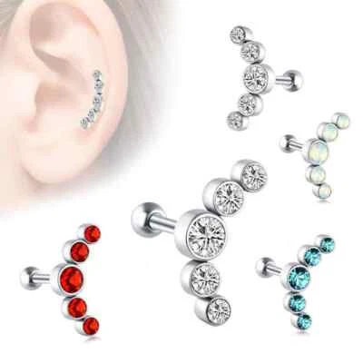 Multi Crystal Zircon Ear Tragus Earring Cartilage Helix Stud Steel Bar Piercing Foto 1 de 4