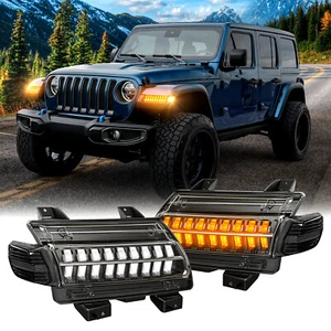 Luz de señal de giro LED de humo para guardabarros 2 piezas para Jeep Wrangler Rubicon Sahara Sport JL - Imagen 1 de 12