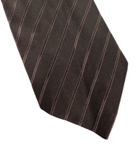 Banana Republic Tie Dark Brown Textured Diagonal Repp Stripe Made in Italy Silk - Picture 1 of 6