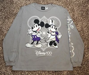 Disney Parks 100 Years of Wonder Mickey & Minnie Gray Long Sleeve Shirt Size L - Picture 1 of 10