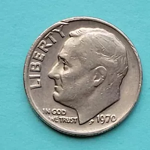 1970 Roosevelt Dime W/**DOUBLING & PROOF STYLE REVERSE** - Picture 1 of 7