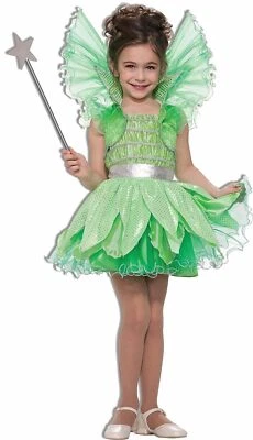 Green Sprite Fairy Pixie Tinker Bell Fancy Dress Up Halloween Child Costume - Image 1 of 2