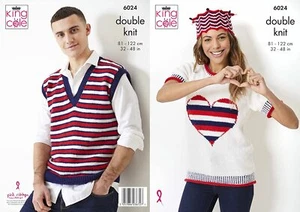 King Cole Ladies Mens DK Knitting Pattern Sweater Tank Top Coronation Crown 6024 - Picture 1 of 3