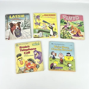 Vintage Lot of 5 Tell-A-Tale Books Whitman Golden Lassie Pluto Ernie Peanuts - Picture 1 of 23