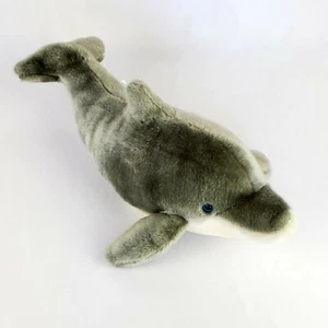 "Muñeco de peluche Sea World gris delfín ojos azules gris 2010 Busch 15""" - Imagen 1 de 9