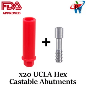 20x UCLA Dental Lab Abutments Plastic Hexagonal Burnout Custom FDA Approved - Picture 1 of 3