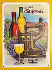 Affiche originale vintage Amado Gonzalez vins de Californie Wine Land America 1962