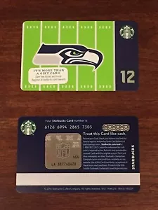 Starbucks Card 2016 SEATTLE SEAHAWKS Ltd Edn w/ NFL Hologram - NEW Unused MINT - Picture 1 of 3