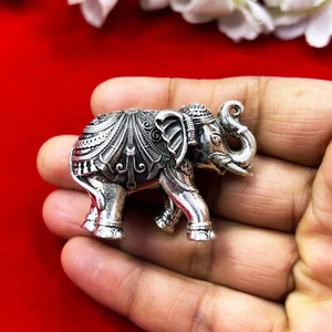 925Sterling Silver 60Gram Handmade Design Customized Upper Trunk Elephant Statue - Picture 1 of 48