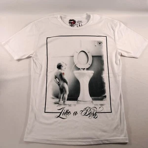 E1SYNDICATE T Shirt Like A Boss Bathroom White Short Sleeve Mens Size Large - Picture 1 of 8