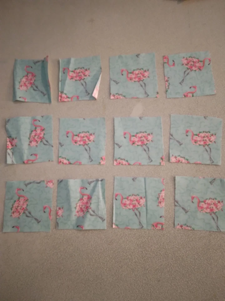 3 X 3 fabric quilt squares Pink Flamingos 277687 - Image 1 of 1
