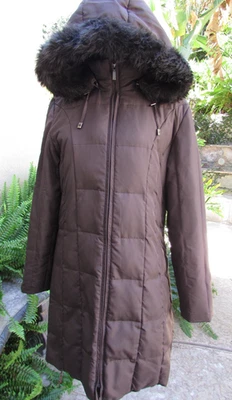 Abrigo Parka Michael Kors Mujer Plumón Puffer Chaqueta con Capucha Borde de Piel Sintética Marrón Talla M Foto 1 de 4