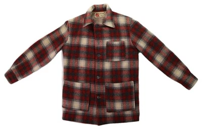 VTG 50s 60s BLACK BEAR USA Mens M 40  Red Plaid Wool Field Flannel Shirt Jacket - Image 1 of 4