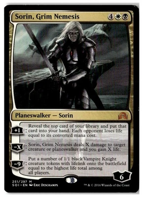 MTG Sorin, Grim Nemesis - Shadows over Innistrad Moderately Played English - Image 1 of 2