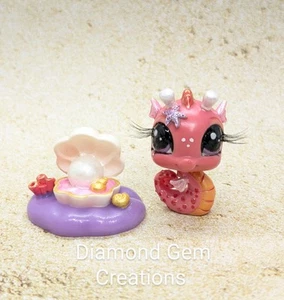 LPS LITTLEST PET SHOP CUSTOM SEAHORSE OOAK HAND PAINTED W/ Clam Pearl Accessory - Picture 1 of 3