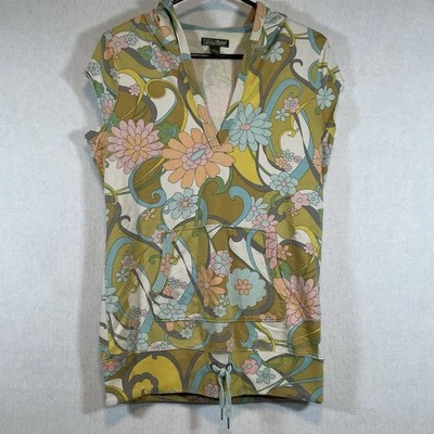 Lucky Brand Y2K Womens Cap Sleeve Hoodie Flower Groovy Size Small Vintage - Image 1 of 4