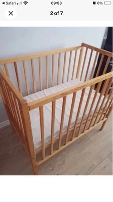 Kiddicare Dream Cot for mattress size 117x54cm. Includes 2 x mattresses. - Image 1 of 4