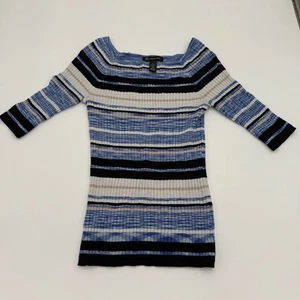 INC International Concepts Sweater Women's Small Multi Striped Knit Square Neck - Picture 1 of 6
