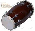 Handmade Wood Dholak Indian Folk Musical Instrument Drum Dark Color With Cover