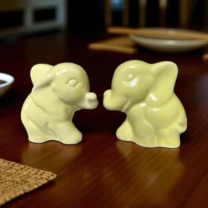 Vintage Bright Yellow Glazed Elephant Salt & Pepper Shakers - Picture 1 of 3