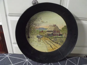 KATHLEEN NORIAN FIRMADO PLYMOUTH, MA.  PINTURA DE GRANJA DE ARTE POPULAR DE HOJALATA - Imagen 1 de 6