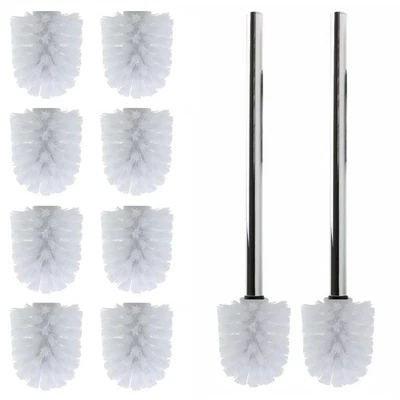 Daloual 10 x Ersatz Bürstenkopf Weiß 2 x Griff 40 cm Toilettenbürste Klobürste - Bild 1 von 4