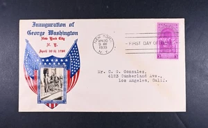 Apr 30 1939 FDC USA Scott # 854 Planty #9A Crosby Cachet VF Cover Washington In. - Picture 1 of 2