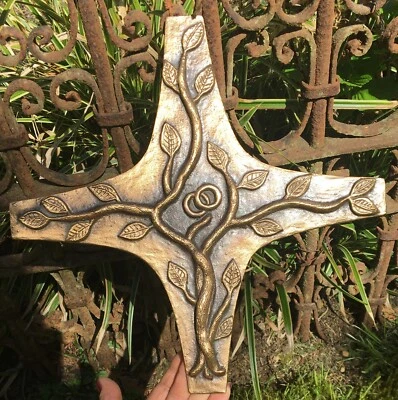Arte de jardín vintage árbol de la vida con anillos de boda latón escultura colgante ~ firmado ~ Foto 1 de 4