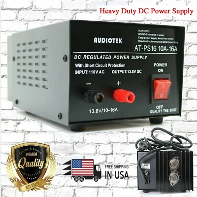 AUDIOTEK AT-PS16 13.8V 16A amp Heavy Duty DC Regulated Power Supply Grade with Cable New