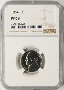 1954 Proof 5c Jefferson Nickel NGC PF68 - Picture 1 of 4