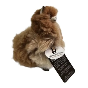 Vintage Real Alpaca Fur Stuffed Plush Llama Toy Handmade from Peru 7.25 inches - Picture 1 of 13