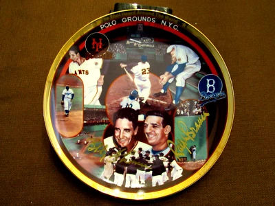 BOBBY THOMSON RALPH BRANCA THE SHOT HEARD AROUND THE WORLD SIGNED AUTO PLATE JSA - Image 1 of 4