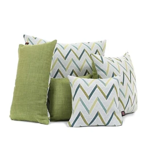 New Soft Woven Chenille White Teal Green Chevron Striped Pattern Fabric Cushions - Picture 1 of 7