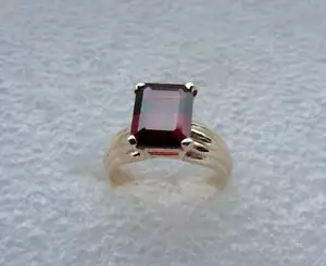Natürlicher Smaragd Schliff Granat Edelstein Cocktail Ring 10k Gelbgold e854 - Bild 1 von 5
