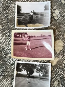 3 1950s GOLF CLUB Photographs Snapshots Pictures 1957 Woman Man Putting Course - Picture 1 of 5