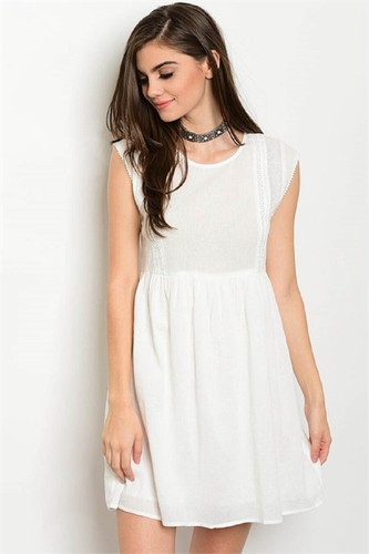 OFF WHITE Nuovo con etichette! ABITO BIANCO DONNA TAGLIA S CARLING ALL'UNCINETTO CON FINITURA BIANCA BOUTIQUE