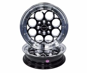 2x VMS Racing Polished Lip Revolver Drag Skinny Rims Wheels 15x3.5 4X100 +10 - Picture 1 of 2