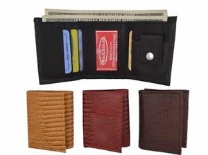 Kids Small Genuine Leather Trifold Photo Money Snake Patter Wallet Gift NEW - Picture 1 of 13