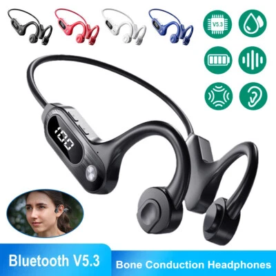 Bone Conduction Bluetooth 5.3 Headphones Wireless Earbuds Outdoor Sport Headset - Image 1 of 4