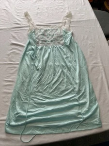 Vintage Gossard Artemis Blue Teal Babydoll Nightie Nightgown Womens Large Floral - Picture 1 of 11