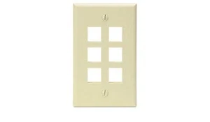 Leviton 41080-6AP 25PK 6 Port 1-Gang QuickPort Wallplate Smooth Plastic Almond - Picture 1 of 2