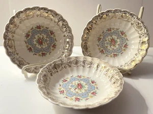 3 Limoges Lyric 5.25" Fruit / Dessert Bowls ~ 1 KS 384 X WARRANTED 22 K GOLD - Picture 1 of 12