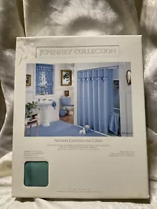 Shower curtain And Liner , Teal Green , New In Box by JC Penney USA - Picture 1 of 2